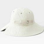 JONES + CO Skipper Hat in bone white recycled nylon with adjustable strap and buckle detail.
