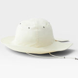 JONES + CO Skipper Hat in bone white recycled nylon. Packable sun hat with drawstring and metal eyelets.