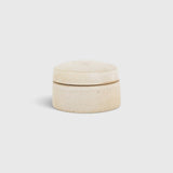 JONES + CO small handthrown ceramic jar in a neutral speckled finish with a matching lid.