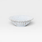 JONES + CO handmade speckled white ceramic small bowl with fluted design