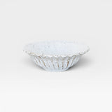 JONES + CO handmade speckled white ceramic small bowl with fluted design