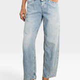 JONES + CO Stover-X relaxed light blue organic cotton jeans with signature X-pockets and cropped leg fit