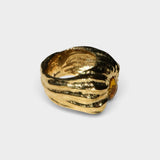 JONES + CO Theo chunky sculptural statement ring in gold-tone sterling silver with a warm citrine stone