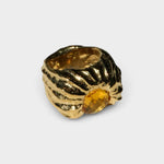 JONES + CO Theo chunky sculptural sterling silver ring with a warm citrine stone, handmade in Taxco, Mexico.
