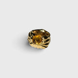 JONES + CO Theo chunky sterling silver statement ring featuring a warm citrine stone in a sculptural design
