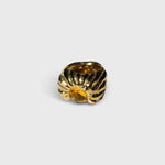JONES + CO Theo chunky sculptural sterling silver statement ring featuring a faceted warm citrine stone