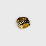 JONES + CO Theo chunky sculptural ring in sterling silver with a warm citrine stone in a bold heirloom style
