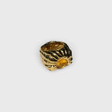 JONES + CO Theo chunky sculptural ring in sterling silver with a warm citrine stone in a bold heirloom style