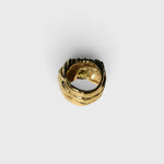 JONES + CO Theo chunky sculptural statement ring in sterling silver with a warm citrine stone