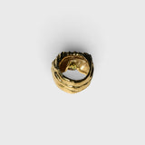 JONES + CO Theo chunky sculptural statement ring in sterling silver with a warm citrine stone
