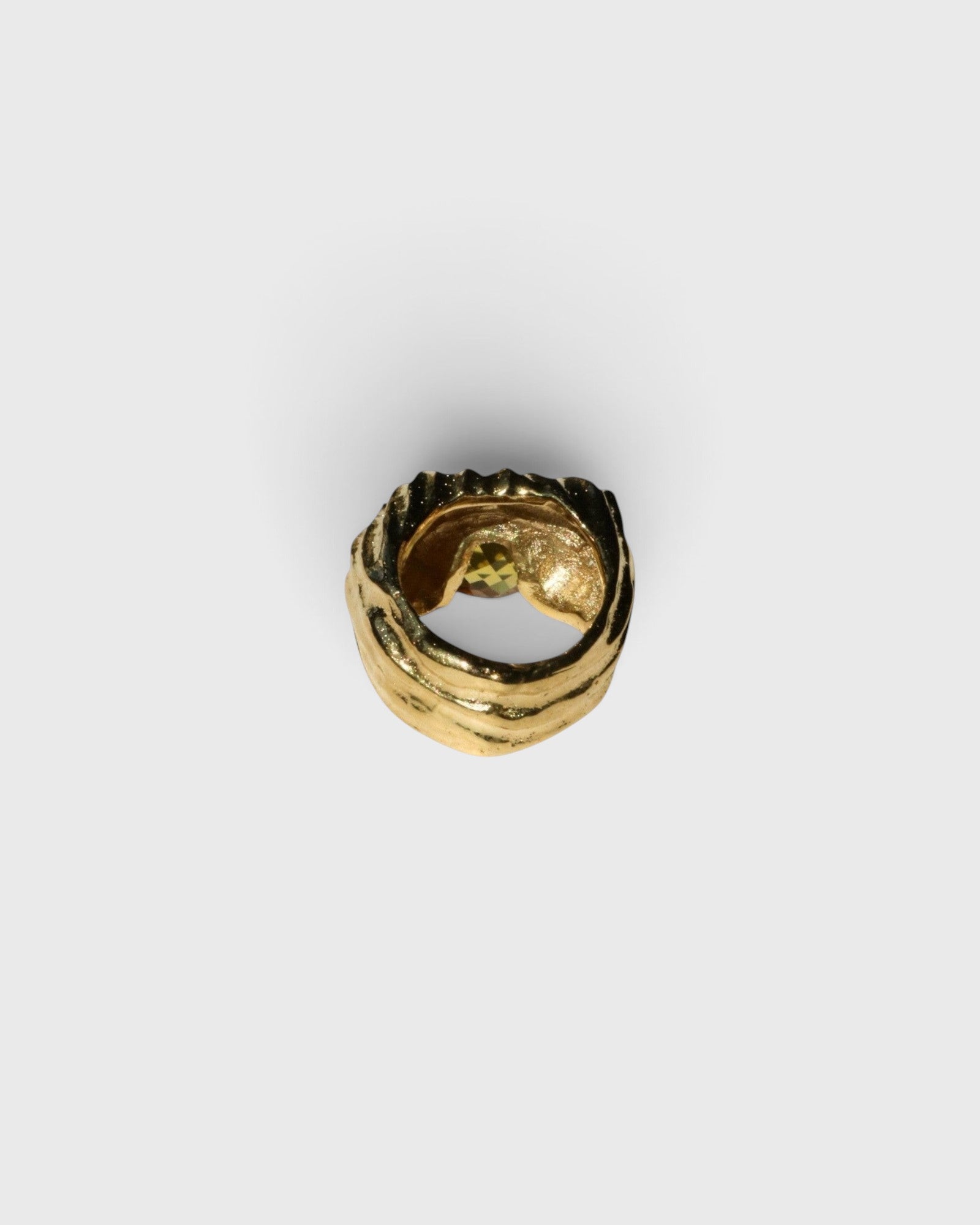 JONES + CO Theo chunky sculptural statement ring in sterling silver with a warm citrine stone