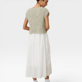 JONES + CO Toledo Top in Marble Ecru, a sleeveless knit with a novelty yarn texture and seamless construction.