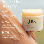 JONES + CO Undaria Cleansing Body Polish gel-to-milk formula with AHA exfoliation for smooth, soft skin.