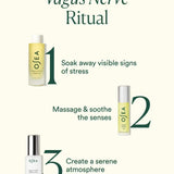 JONES + CO Vagus Nerve Travel Set: bath oil, roller oil, and pillow mist for stress relief and sleep.