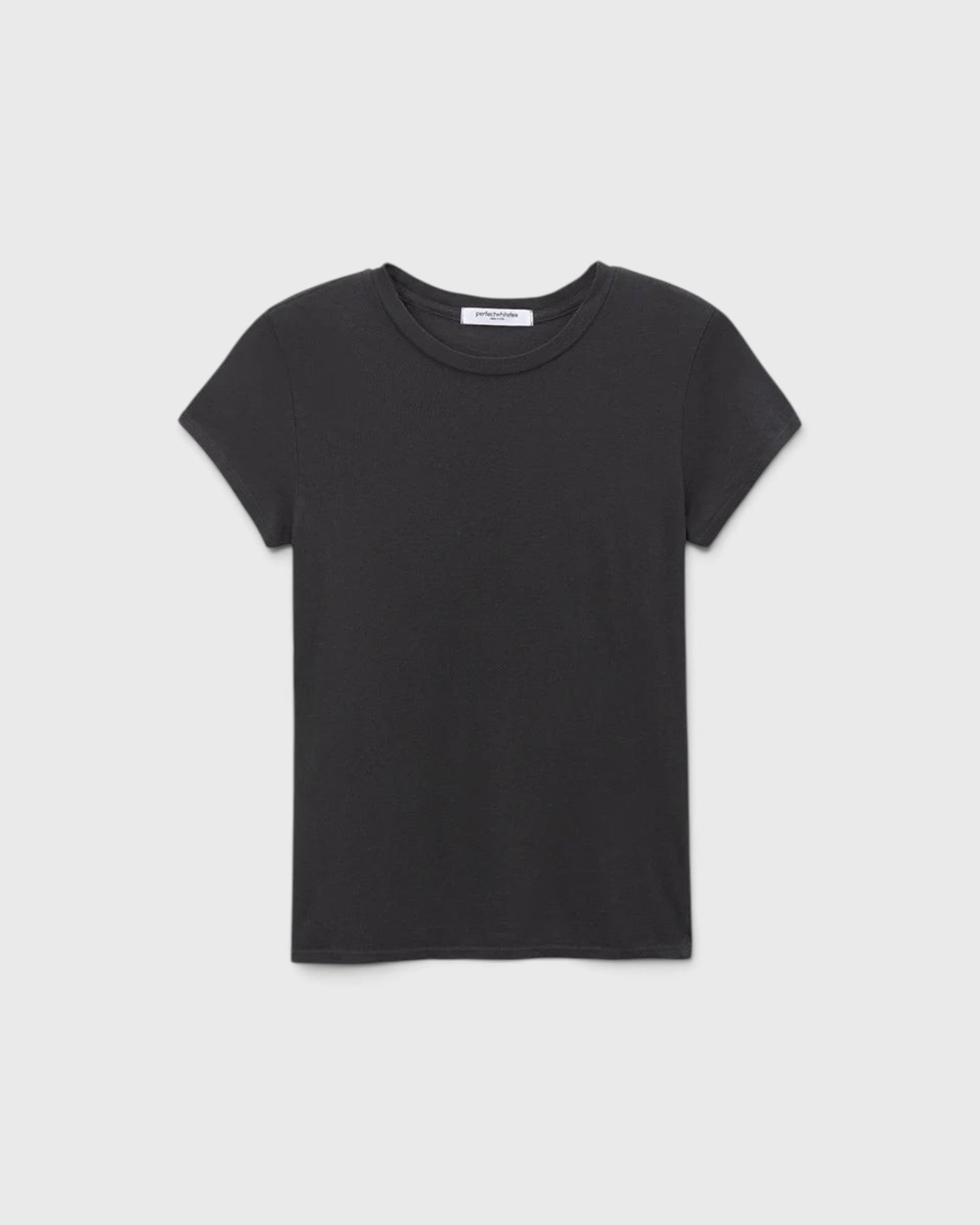 JONES + CO Sheryl baby tee in vintage black made from soft recycled and organic cotton with a 90s-inspired fit.