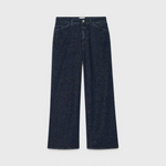 JONES + CO Wera high-waisted dark blue stretch denim jeans with a wide cropped leg and signature X-Pocket design.