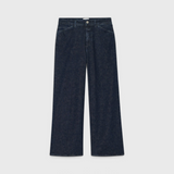 JONES + CO Wera high-waisted dark blue stretch denim jeans with a wide cropped leg and signature X-Pocket design.
