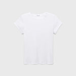 JONES + CO Sheryl white baby tee in textured recycled and organic cotton with a 90s-inspired crew neck fit.