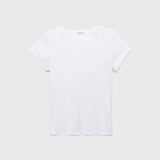 JONES + CO Sheryl white baby tee in textured recycled and organic cotton with a 90s-inspired crew neck fit.