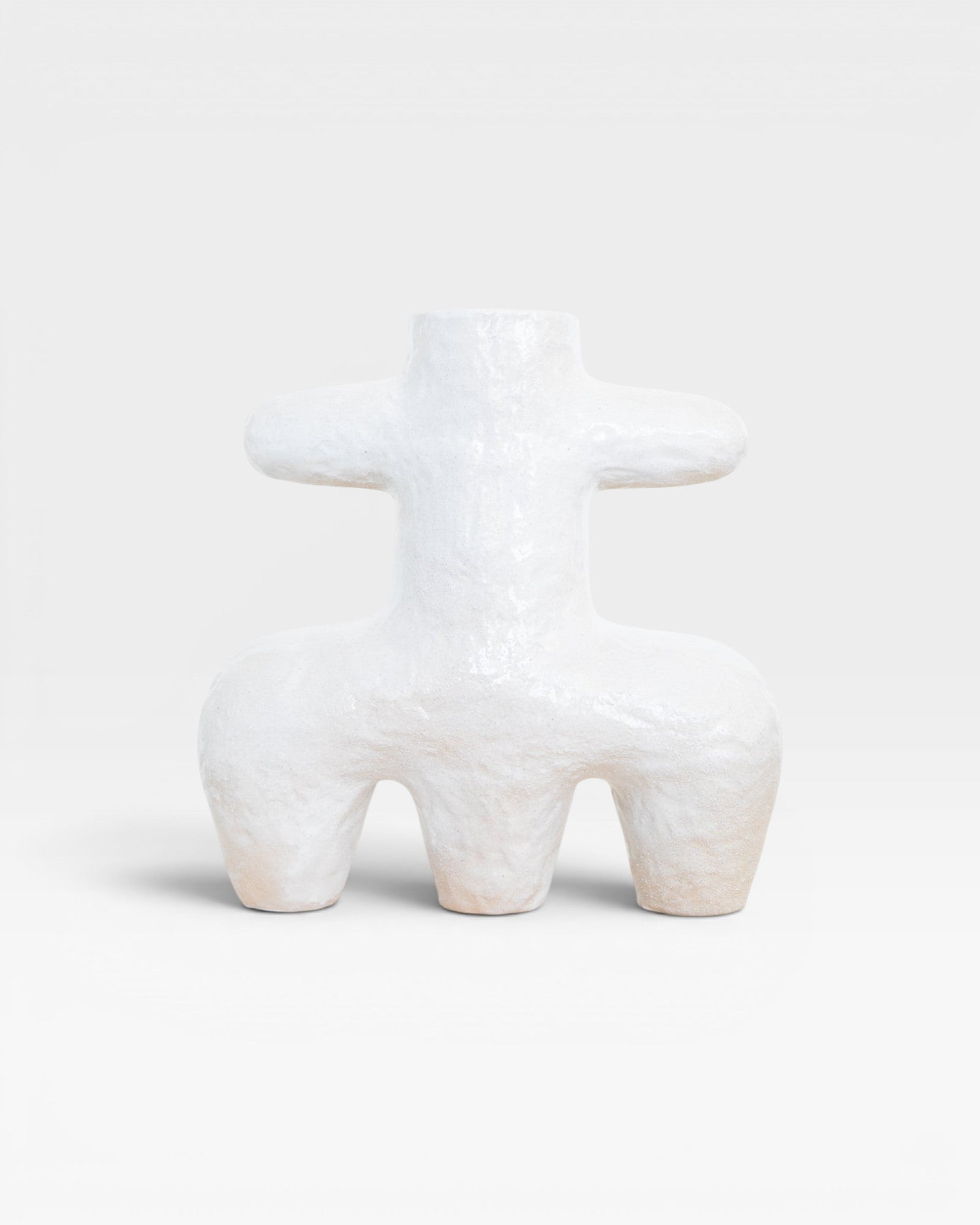 JONES + CO white ceramic vessel with organic modern design and textured finish.