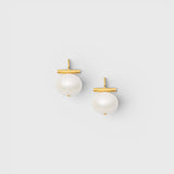 JONES + CO Classic Forever Fave white pebble pearl earrings with 14k gold over brass bar accents.