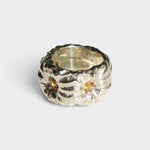 JONES + CO Willow chunky sterling silver ring with citrine stones, featuring a sculptural handmade texture.
