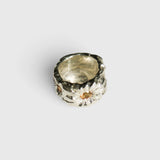 JONES + CO Willow chunky sterling silver ring with a textured sculptural finish and a central citrine gemstone.