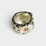 JONES + CO Willow ring in chunky sterling silver with a sculptural texture and a central citrine gemstone.