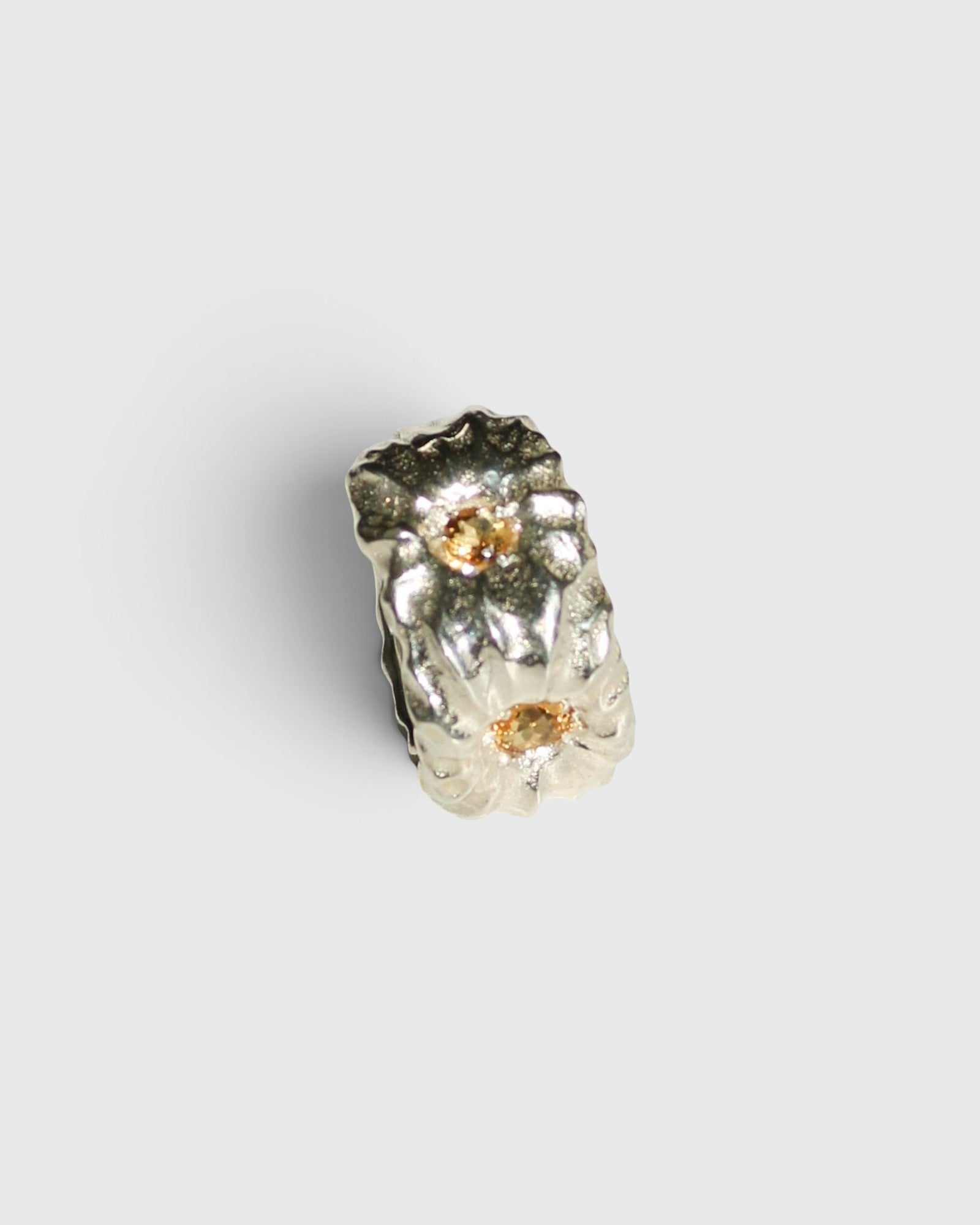 JONES + CO Willow chunky sterling silver ring with sculptural texture and two citrine gemstones