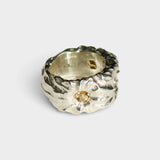 JONES + CO Willow sculptural sterling silver ring featuring a textured band and a central citrine gemstone.