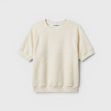 JONES + CO Ziggy short sleeve sweatshirt in sugar cream with raglan sleeves and a relaxed fit.