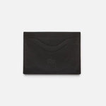 JONES + CO Salina black vegetable tanned cowhide leather card case with four slots and an ID window.