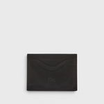 JONES + CO Salina black vegetable tanned cowhide leather card case with four slots and an ID window.