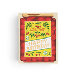 JONES + CO Jar of Cherries birthday card on heavyweight recycled cardstock with illustrated red cherry jar design