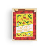 JONES + CO Jar of Cherries birthday card on heavyweight recycled cardstock with illustrated red cherry jar design