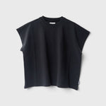 JONES + CO Jeanne muscle tee in dark slate with a high crew neck, wide neckband, and dolman sleeves.