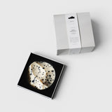JONES + CO UME Studio Erode soap in white grapefruit scent with a sculptural, speckled design in a gift box.