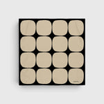 JONES + CO Forma ivory and black silk crepe de chine scarf with a hand-printed geometric grid pattern