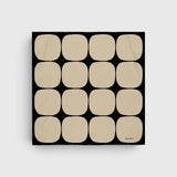 JONES + CO Forma ivory and black silk crepe de chine scarf with a hand-printed geometric grid pattern