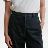 JONES + CO Garra high-waisted black denim jeans with a relaxed wide-leg fit and contrast side panel detail.