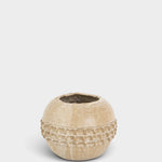 JONES + CO handthrown ceramic vase in a neutral beige tone with a textured, dimpled band around the center.