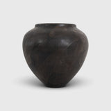 JONES + CO handthrown ceramic Vase No. 1 in a dark, mottled charcoal finish with a unique sculptural silhouette.