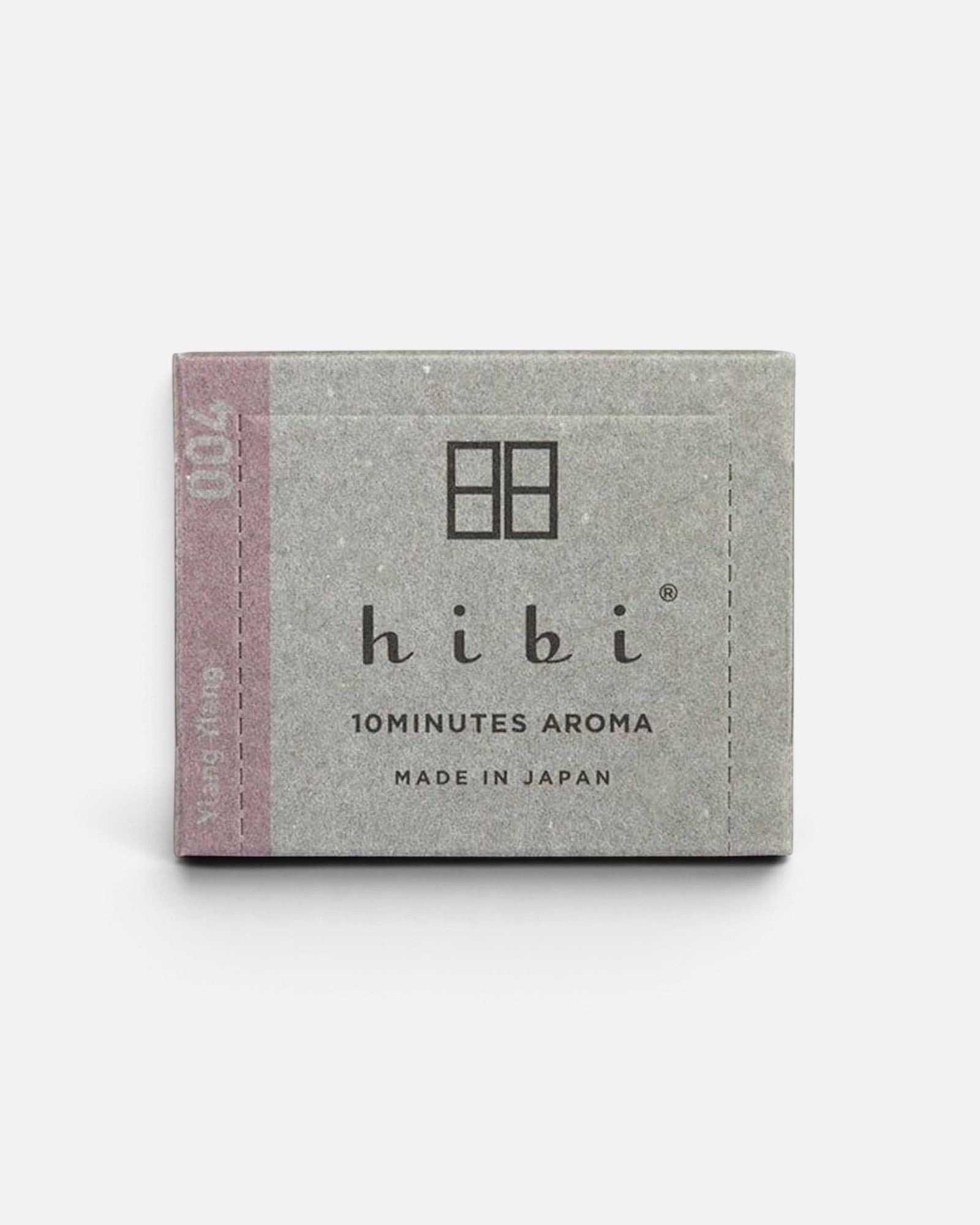 JONES + CO Hibi Ylang Ylang incense matches in a grey minimalist box, featuring a 10-minute floral aroma.