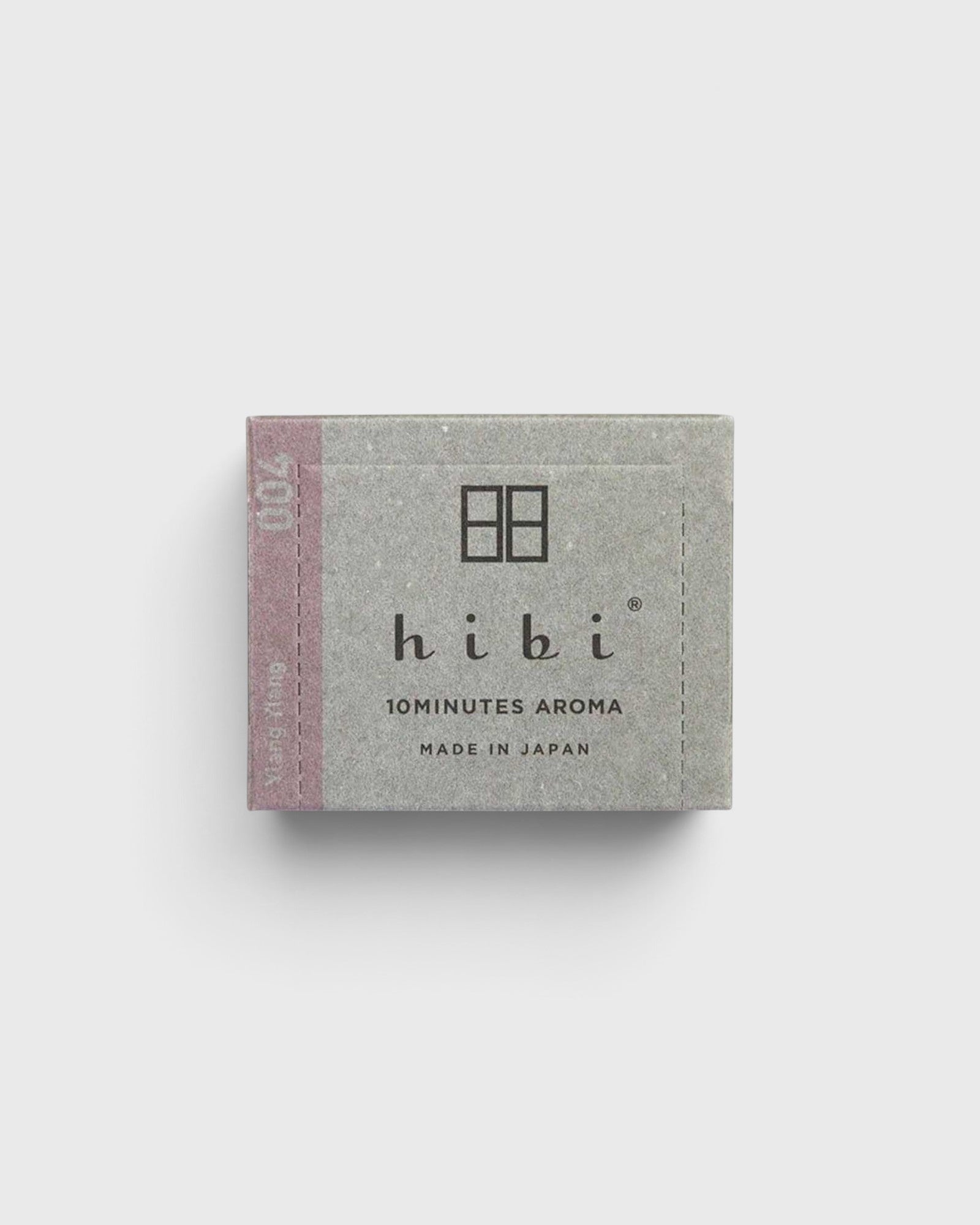 JONES + CO Hibi Ylang Ylang incense match box featuring a minimalist grey design with floral scent branding