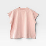 JONES + CO Jeanne muscle tee in baby pink with a high crew neck, wide neckband, and dolman sleeves.