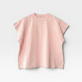 JONES + CO Jeanne muscle tee in baby pink with a high crew neck, wide neckband, and dolman sleeves.