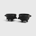 JONES + CO Spike Bowl set in matte black handthrown ceramic with sculptural spikes and three tapered feet