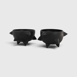 JONES + CO Spike Bowl set in matte black handthrown ceramic with sculptural spikes and three tapered feet