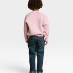 JONES + CO Mini Ziggy sweatshirt in vintage pink soft cotton fleece, shown from the back on a child.