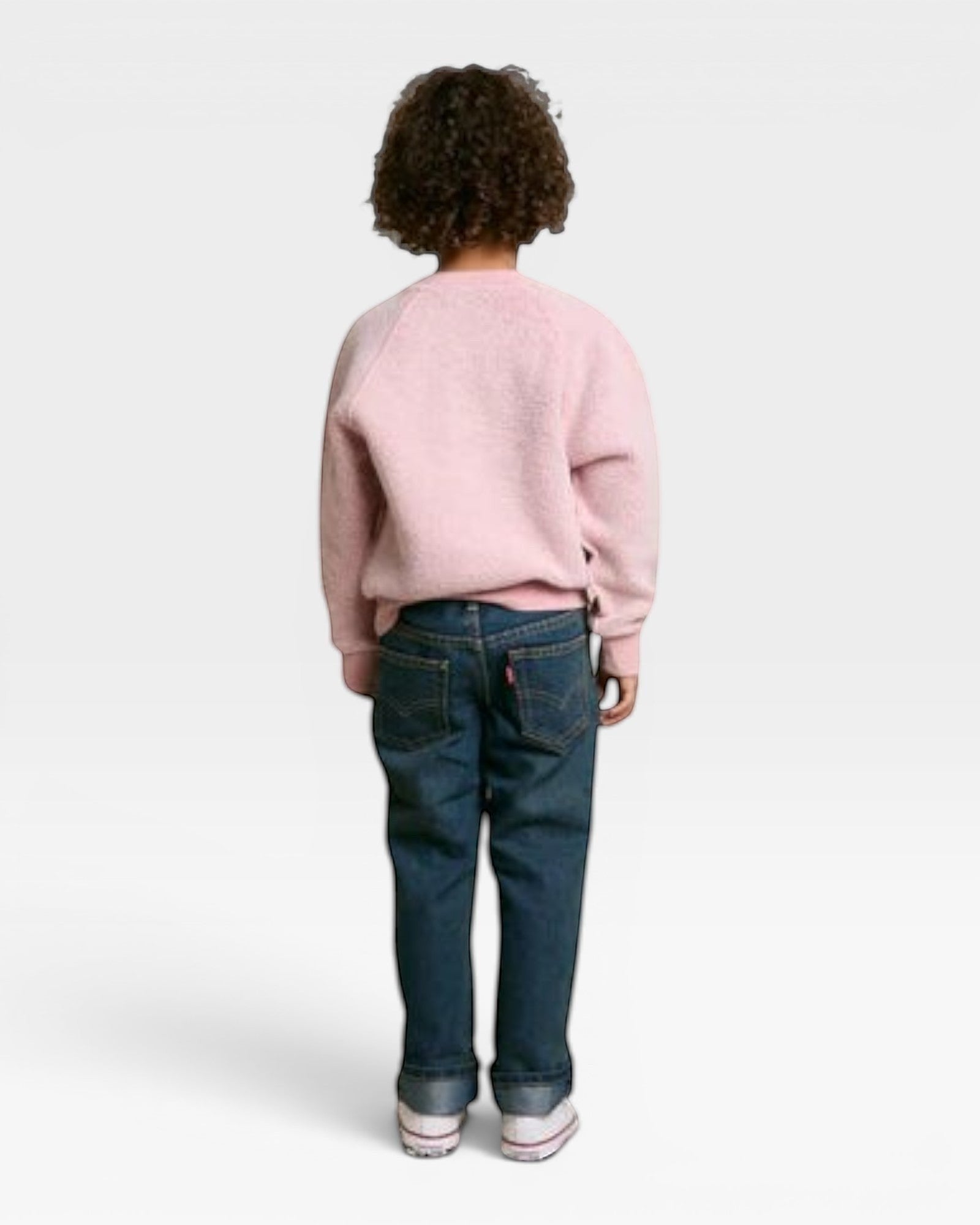JONES + CO Mini Ziggy sweatshirt in vintage pink soft cotton fleece, shown from the back on a child.